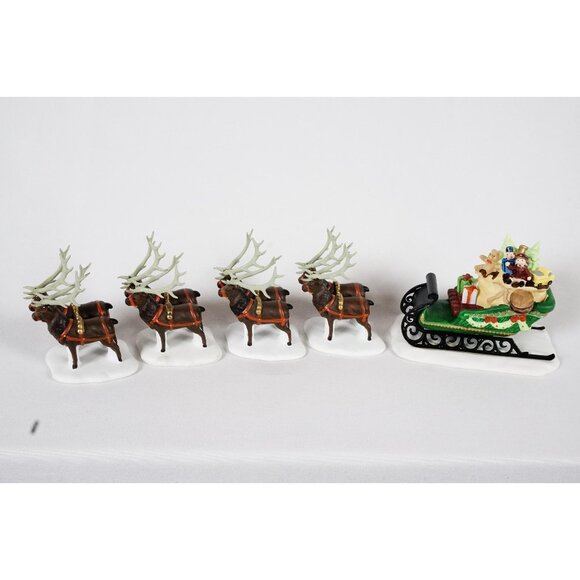 Department 56 Sleigh & Eight Tiny Reindeer Heritage Village 56111 Original Box - Picture 1 of 11